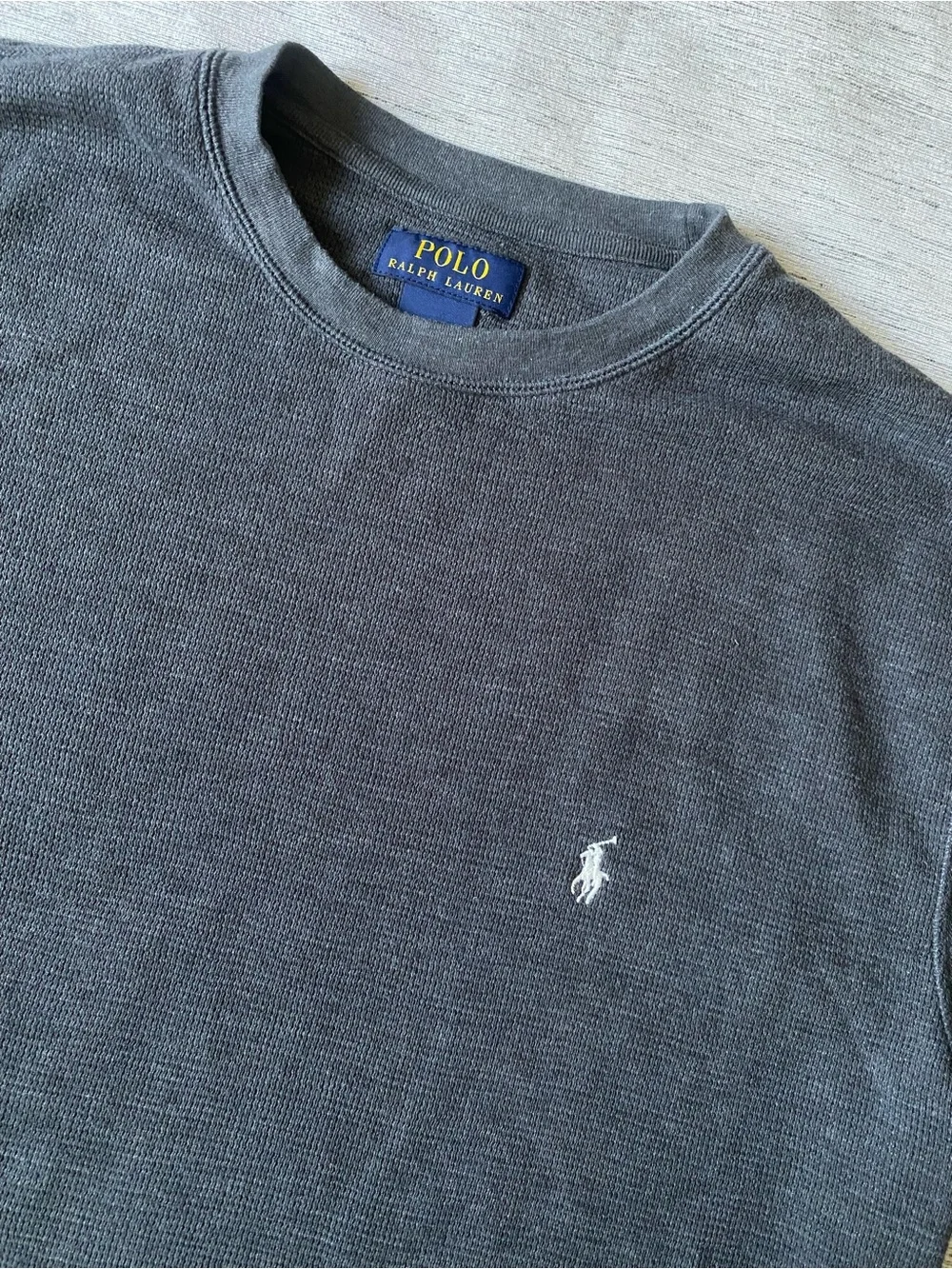 Polo by Ralph Lauren Men's Long-Sleeve Crewneck Shirt - Charcoal
